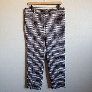 J.Crew Silk Blend Tweed Metallic Cafe Capri Pant Basketweave Navy Size Women's 4